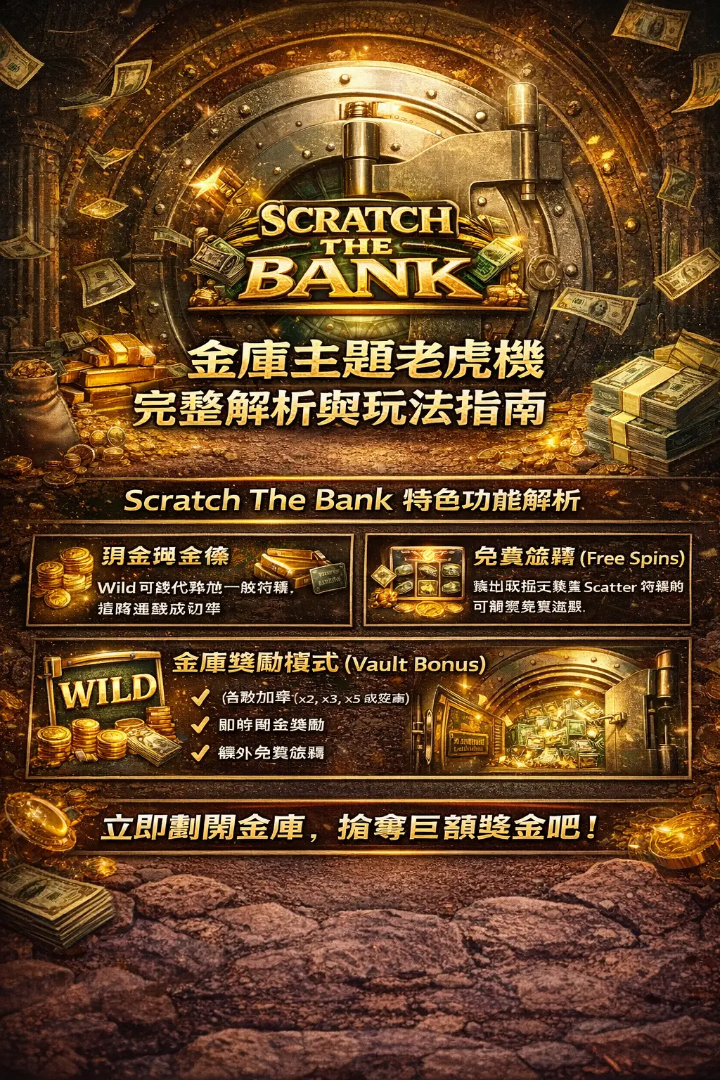 Scratch The Bank 評測｜金庫主題老虎機完整解析與玩法指南