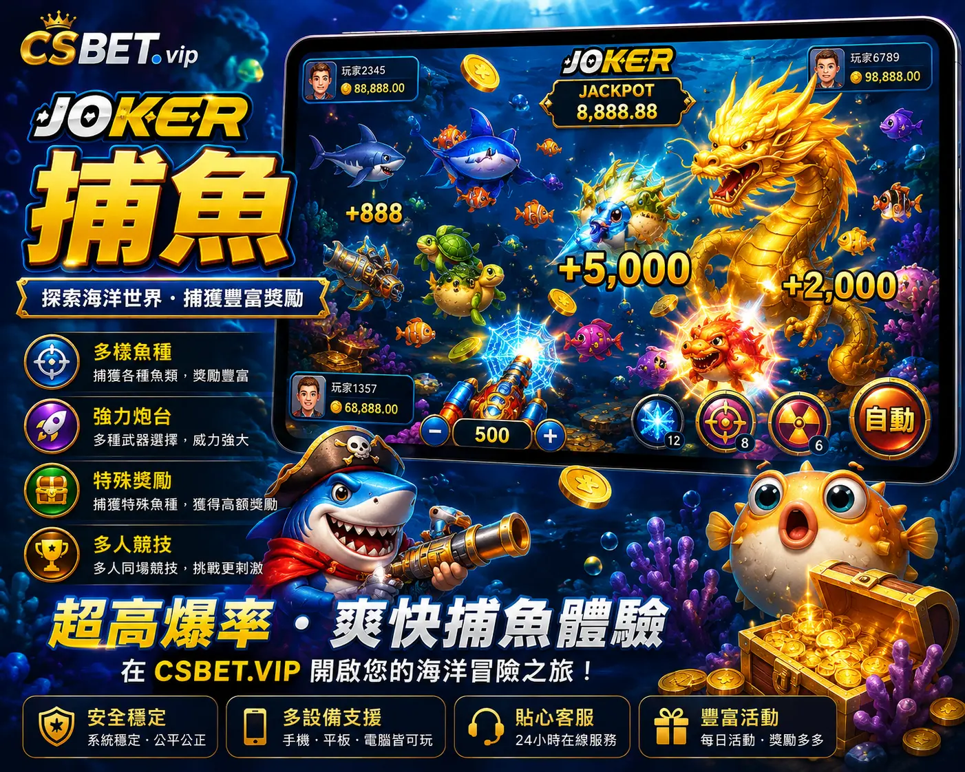 Joker捕魚游戏介绍：在 csbet.vip  体验刺激海洋捕鱼娱乐