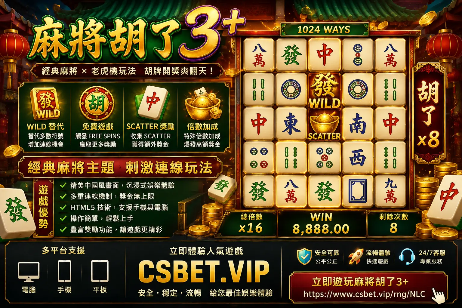 麻將胡了3+ 完整攻略｜經典麻將主題電子遊戲，體驗高倍數娛樂魅力