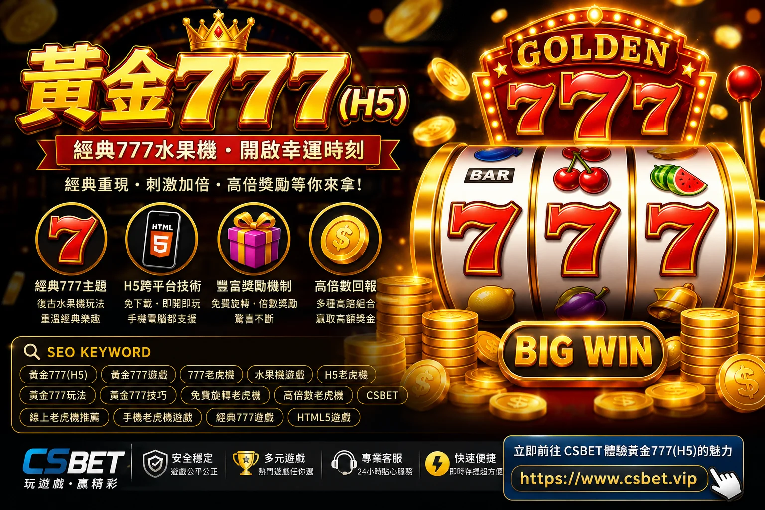 黃金777(H5)｜玩法特色、獎勵機制與完整攻略｜CSBET