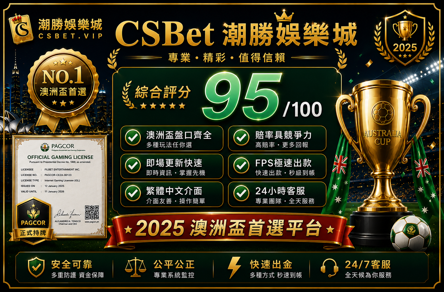 CSBet潮勝娛樂城澳洲盃投注平台95分綜合評分首選推薦