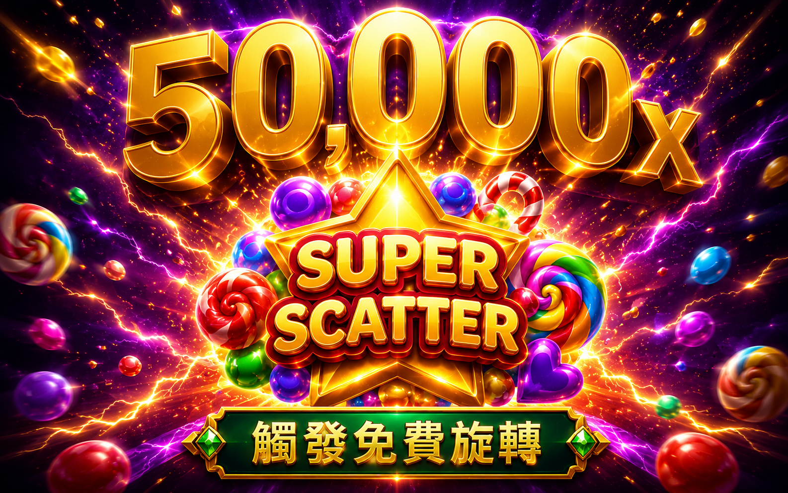 極速糖果超級閃耀Super Scatter超級免費符號50000倍獎勵