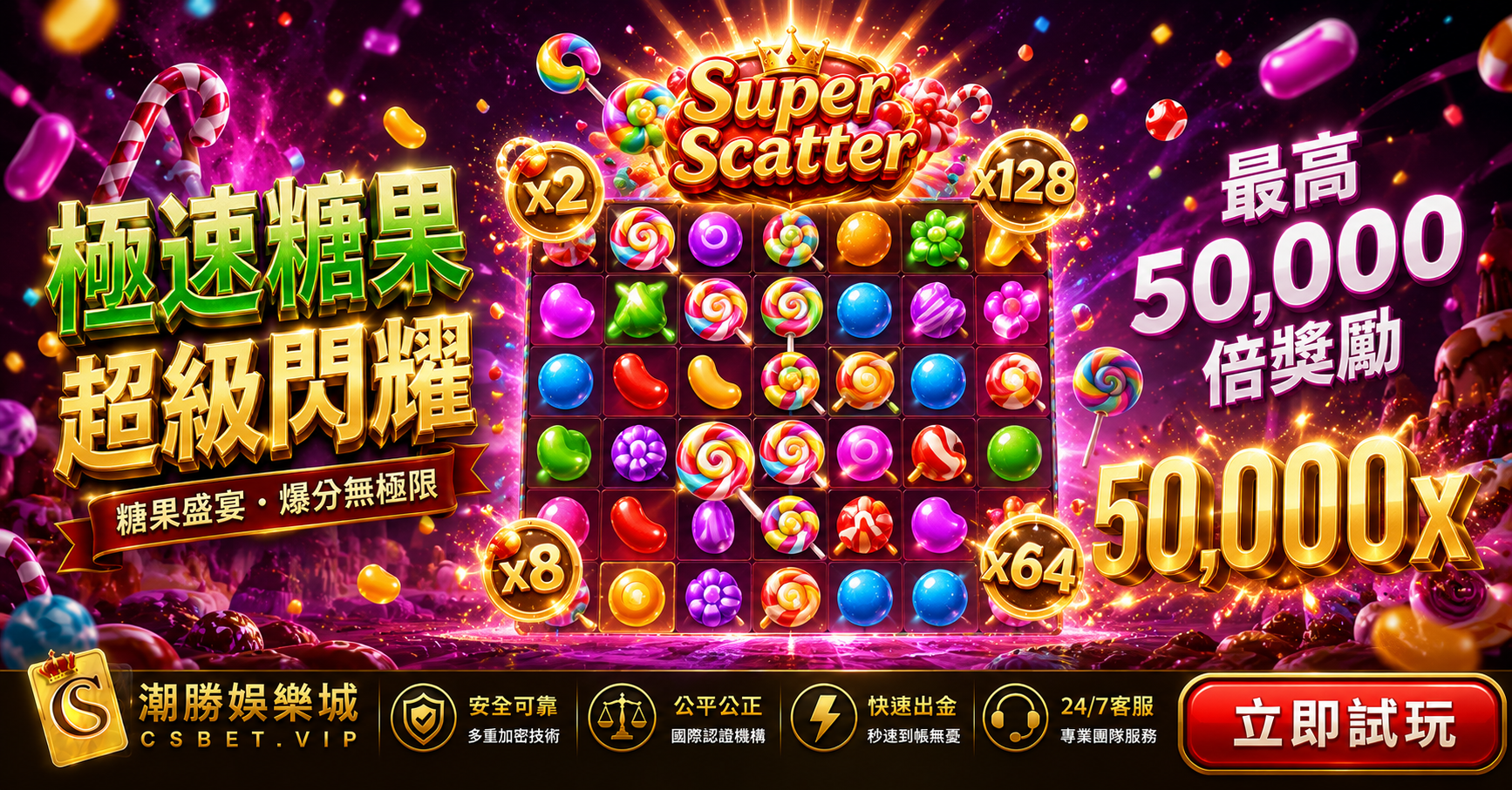 極速糖果超級閃耀｜Sugar Rush Super Scatter完整攻略，最高50,000倍獎勵