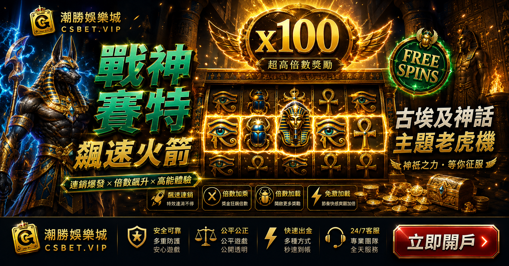戰神賽特飆速火箭完整攻略｜古埃及主題老虎機玩法介紹喺CSBet體驗