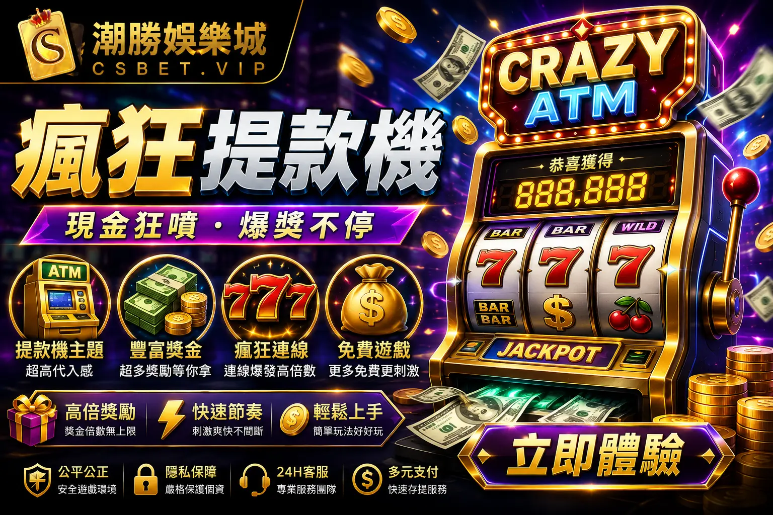 瘋狂提款機｜CSBET熱門遊戲玩法與特色完整介紹