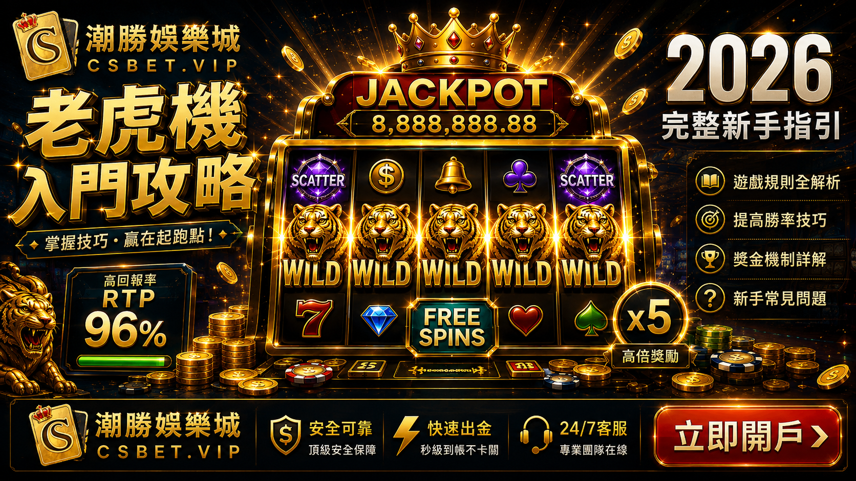 2026老虎機遊戲入門攻略｜玩法、RTP、Bonus、Free Spins與Jackpot完整介紹
