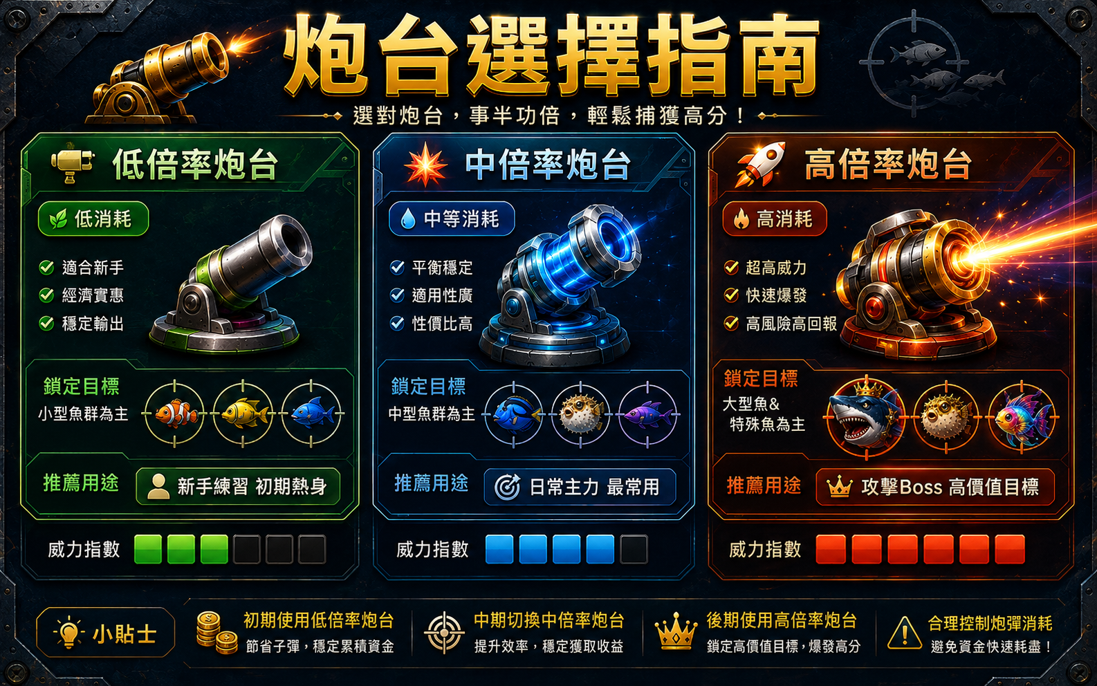 捕魚遊戲六大特殊魚炸彈魚冰凍魚閃電魚金幣魚變身魚Boss魚效果說明策略